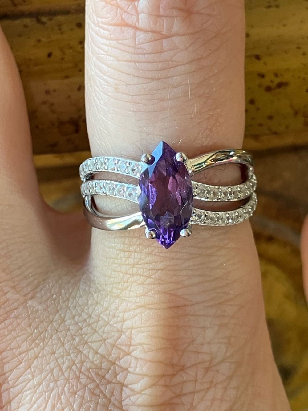 African Amethyst Sterling Silver Ring Size 8